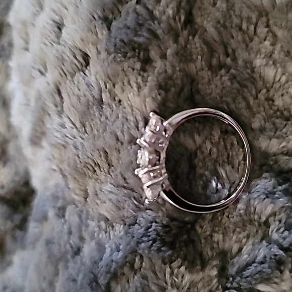 Sterling silver 4 hearts light pink morganite stones ring sz 7 - Picture 2 of 3